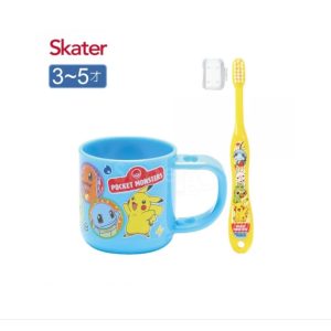 (ไลฟ์ ลด50%) ของแท้จากญี่ปุ่น   Skater Pokémon เซ็ตแก้วน้ำ+แปรงสีฟัน ขนาด 3-5 ขวบ