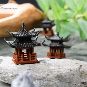 Tw Mini Pagoda รูปปั้น Fairy Garden Decor อาคารโบราณรุ่นศาลาญี่ปุ่นตกแต่ง Zen Garden Aquarium บอนไซตกแต่ง huj