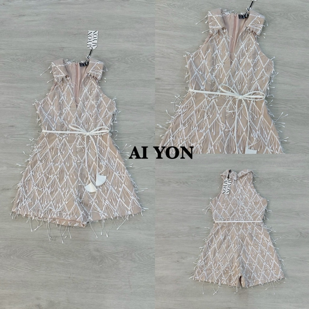 Aiyon จั๊มสูทคอปกคอวี แขนกุดทรงพอดีตัว