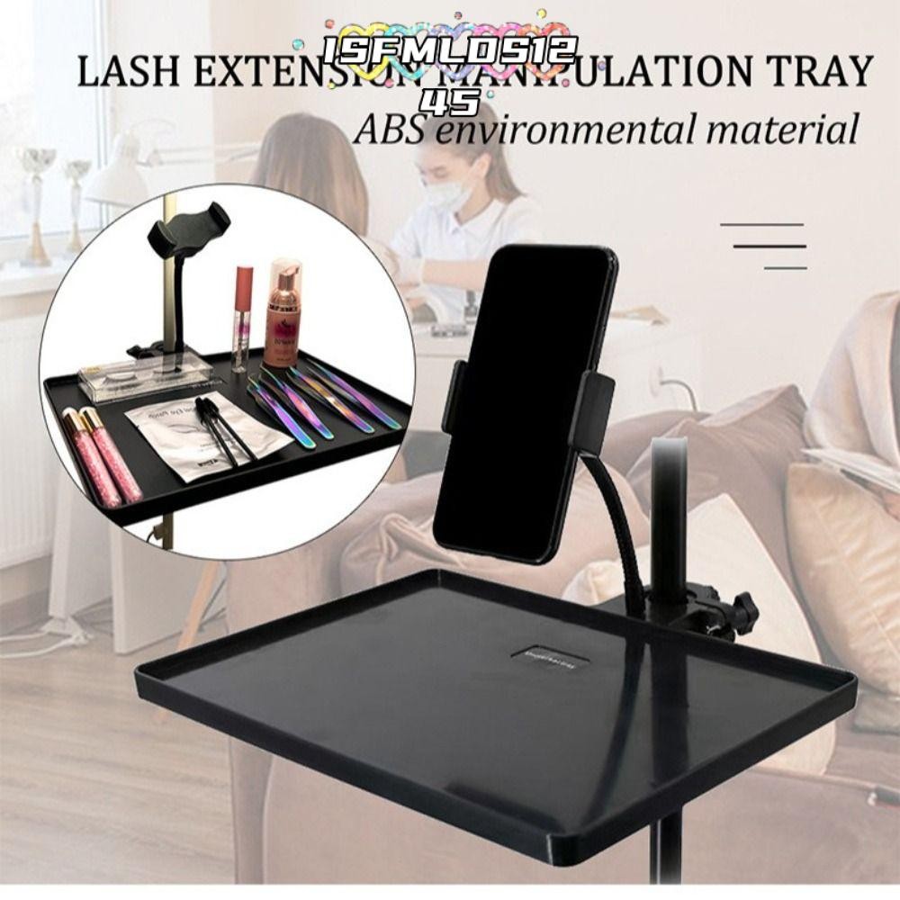 Isfmlds1245ถาดขาตั้งไมโครโฟน,ที่ใส่ถาดพลาสติกแบบหนีบปรับได้,ที่วางโทรศัพท์สีดําสากลสตรีมสด