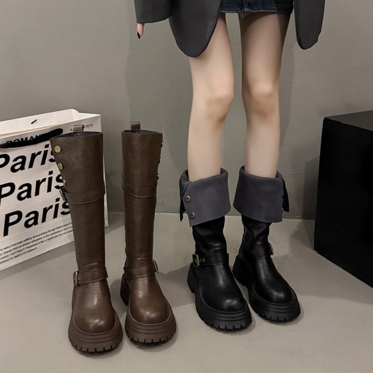 รองเท้าแฟชั่นผู้หญิง รองเท้าแตะหัวปิดส้นหนา ออกแบบสำหรับขับรถจักรยานยนต์