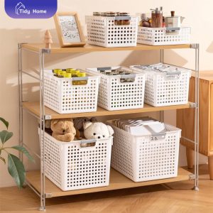 Tidy กล่องเก็บของ กล่องพลาสติกจัดเก็บเอนกประสงค์ สำนักงานและที่บ้าน หนาและทนทาน ประหยัดพื้นที่ ใส่เครื่องสำอาง