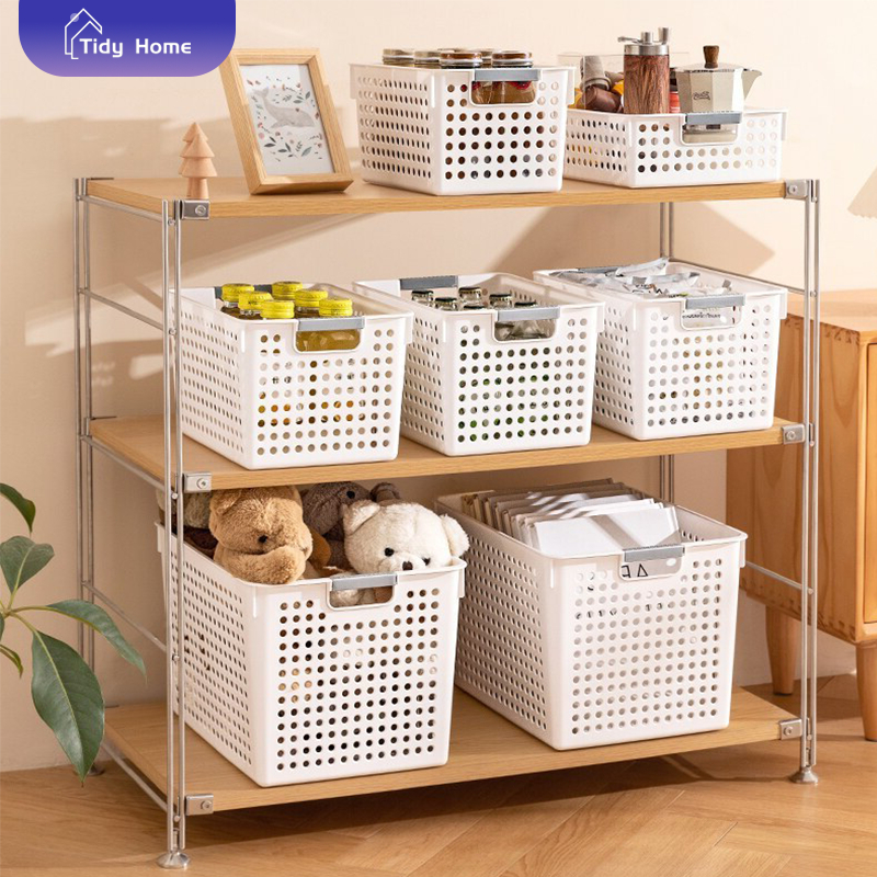 Tidy กล่องเก็บของ กล่องพลาสติกจัดเก็บเอนกประสงค์ สำนักงานและที่บ้าน หนาและทนทาน ประหยัดพื้นที่ ใส่เครื่องสำอาง