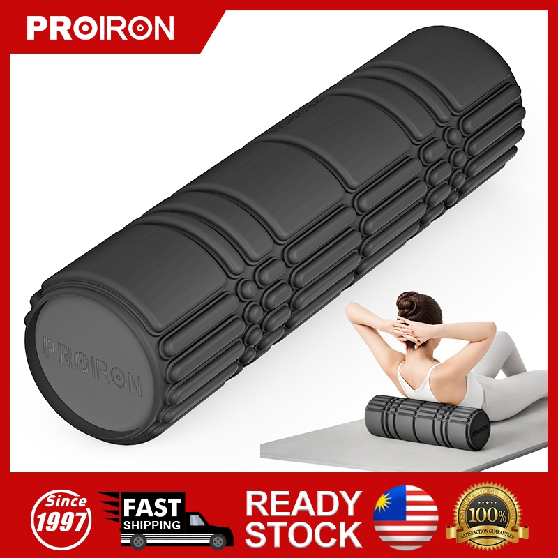PROIRON โฟมโรลเลอร์ (อัพเกรด Soft Air-Cushion) ยาว 42 ซม. แกนแข็ง ความหนาแน่นปานกลาง สำหรับนวดเนื้อเยื่อลึก ใช้จุดกดทริกเกอร์สำหรับหลัง ขา น่อง ฟิตเนส ยิม ฟิสิโอ โยคะ