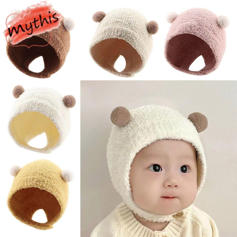 [MYTHIS] หมวกฤดูใบไม้ร่วงฤดูหนาว, หมวกบีนนี่เด็กน่ารักอบอุ่น, หมวกเด็กวัยหัดเดินหนาการ์ตูนฮิปฮอปอุ่น Bonnet กลางแจ้ง