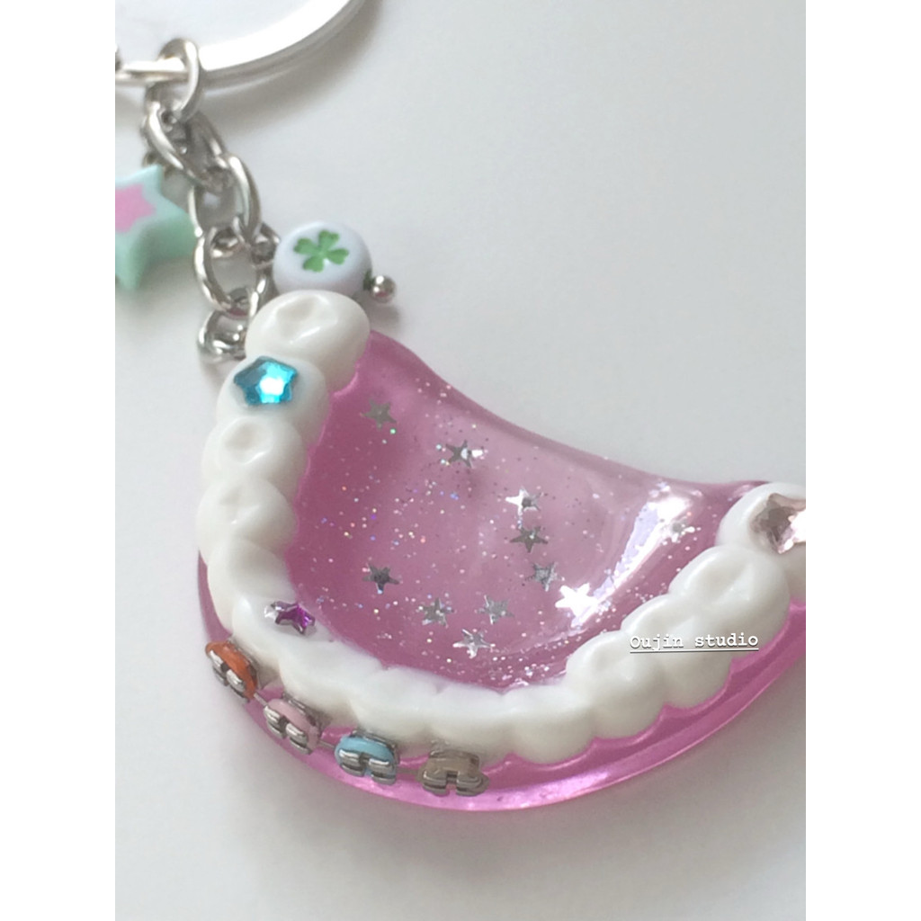 สไตล์เกาหลี ins สไตล์ Niche Design หวานน่ารักสาว diy กระพริบเพชร Hoop ฟัน Star พวงกุญแจจี้กระเป๋าจี้