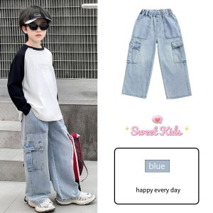 SweetKids พร้อมส่งจากกทม กางเกงเด็ก  กางเกงยีนส์เด็กผู้ชาย เอวยางยืด มีสไตล์และสะดวกสบาย หล่อ
