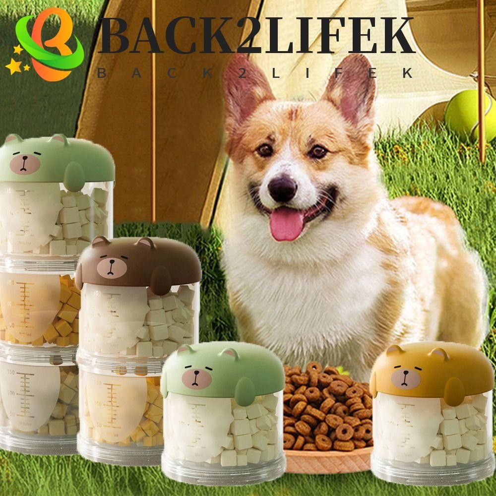 กลับ2ชีวิต กล่องใส่อาหารแมวหลายชั้น, พลาสติกน่ารักอาหารสัตว์เลี้ยงกล่องบรรจุ,สะดวกปิดผนึกความชื้น-การพิสูจน์ สุนัขขนมกล่องเก็บกลางแจ้ง