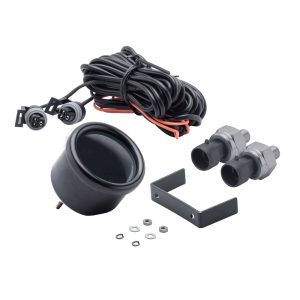 52 มม.จอแสดงผลคู่ Air Suspension Gauge Air Ride Air Pressure Gauge PSI 2 ชิ้น 1/8NPT เซ็นเซอร์และลวด 5 ม.