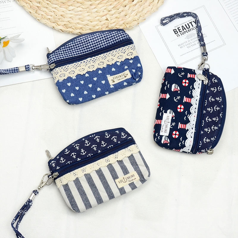 กระเป๋าสตางค์ผ้าสำหรับเหรียญ คลัทช์ขนาดเล็กแบบมินิ พกพาสะดวก มีหลายชั้นเพื่อบรรจุเหรียญ และบัตร
