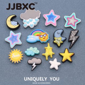 JJBXC CHARM รองเท้าหัวเข็มขัดอุปกรณ์เสริมรองเท้าการ์ตูนดาวตก DIY รองเท้าแฟชั่นอุปกรณ์เสริมเหมาะสําหรับรองเท้าข้าม