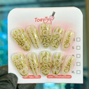 เล็บเจลลายยันต์ สีขาวลูกแก้ว   พร้อมส่ง