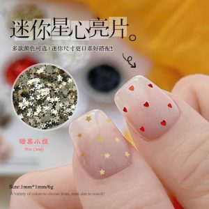 ดาวห้าแฉกขนาดเล็ก 1 มม. หัวใจเล็ก เลื่อมดาวสีทองสีดำและสีขาว