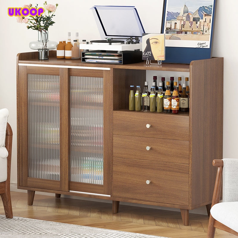 UKOOP ตู้เก็บเครื่องครัวไม้ขนาดใหญ่พร้อมลิ้นชัก ตู้จัดมัลติฟังก์ชั่น ตู้เก็บถ้วยขนมว่างกันฝุ่น