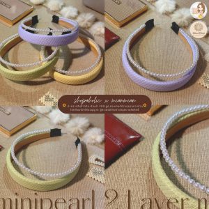 Shopaholic 2เลเยอร์ ลายตารางพร้อมมุกประดับ   พร้อมส่ง ที่คาดผม เครื่องประดับแฟชั่น น่ารัก สไตล์เกาหลี กว่า 50 แบบ