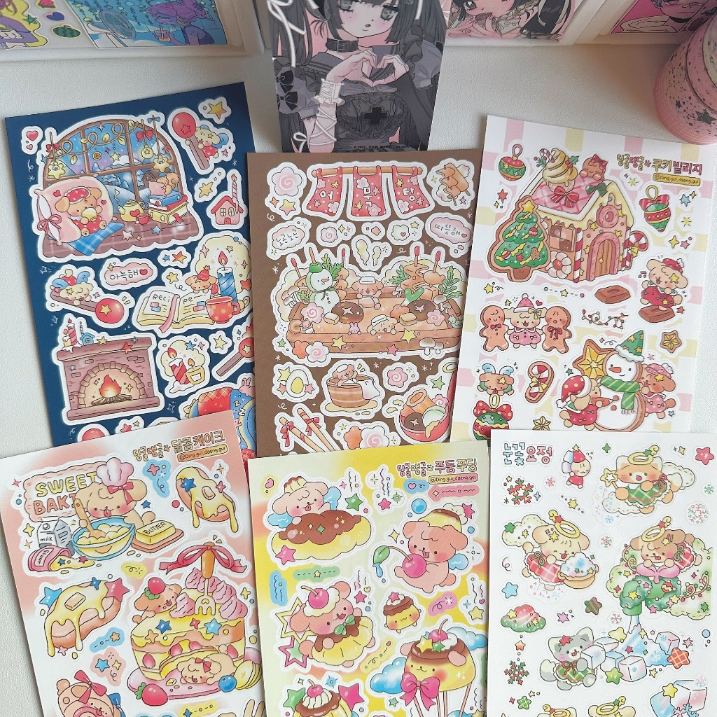เกาหลีน่ารักการ์ตูนกราฟฟิตีสุนัขสติกเกอร์บัญชีมือวางแผนไดอารี่โน๊ตบุ๊คสมุดภาพเครื่องเขียนทําเองสติกเกอร์ตกแต่ง