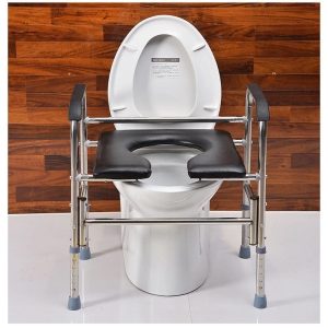 ชุดราวจับครอบชักโครกพร้อมเบาะรองนั่ง ปรับระดับได้ 5 ระดับ สำหรับผู้สูงอายุและผู้พิการ