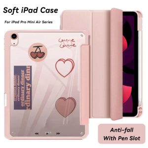 Pad Case พร้อมที่ใส่ดินสอสําหรับ iPad 10th Air 11 Pro 11 12.9 13 M4 Clear Hard PC ฝาหลัง