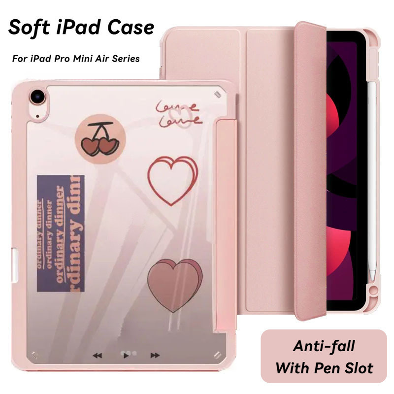 Pad Case พร้อมที่ใส่ดินสอสําหรับ iPad 10th Air 11 Pro 11 12.9 13 M4 Clear Hard PC ฝาหลัง