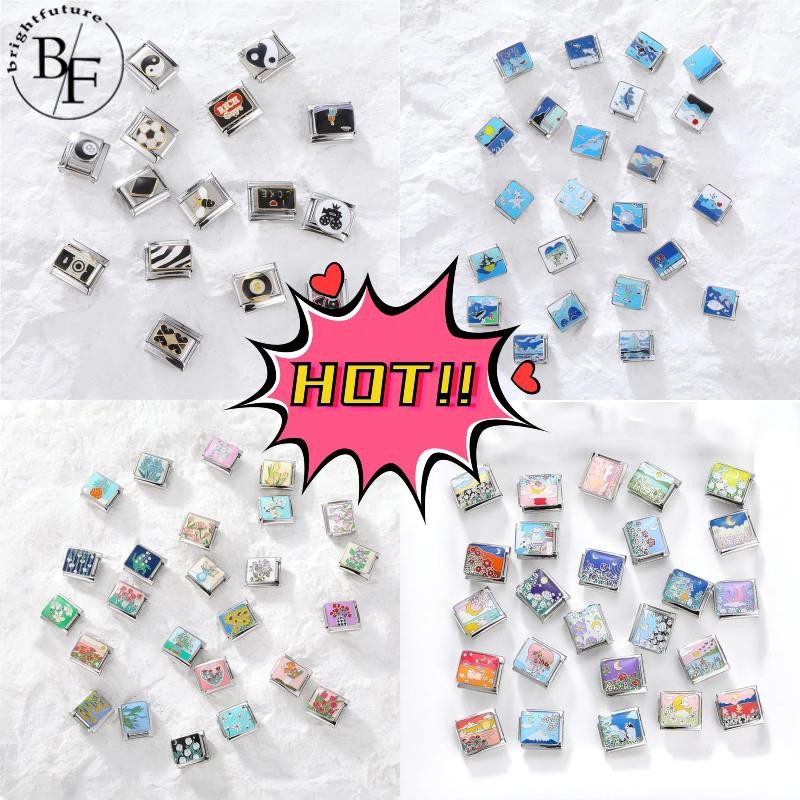 กีตาร์ดอกไม้ทะเลอิตาเลี่ยน Charm สร้อยข้อมือ Fit 9 มม. สแตนเลส DIY เครื่องประดับ อุปกรณ์เสริม Retro บุคลิกภาพโมดูลสร้อยข้อมือ