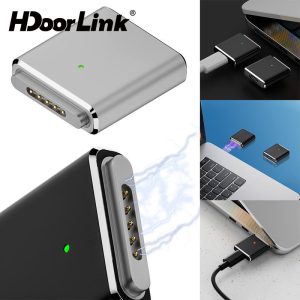 HdoorLink 100W USB C ถึง Magnetic 3 อะแดปเตอร์ชาร์จพร้อมไฟ LED PD3.1 Type-C หญิงแม่เหล็ก 3 อะแดปเตอร์สําหรับ Mac Air/Pro