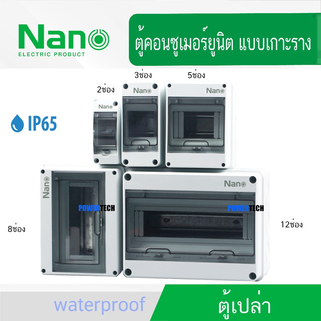 Nano ตู้เปล่า HT ตู้คอนซูมเมอร์ กล่องเบรกเกอร์ Breaker มีฝาปิดแบบใส กันน้ำ IP65 Consumer Unit