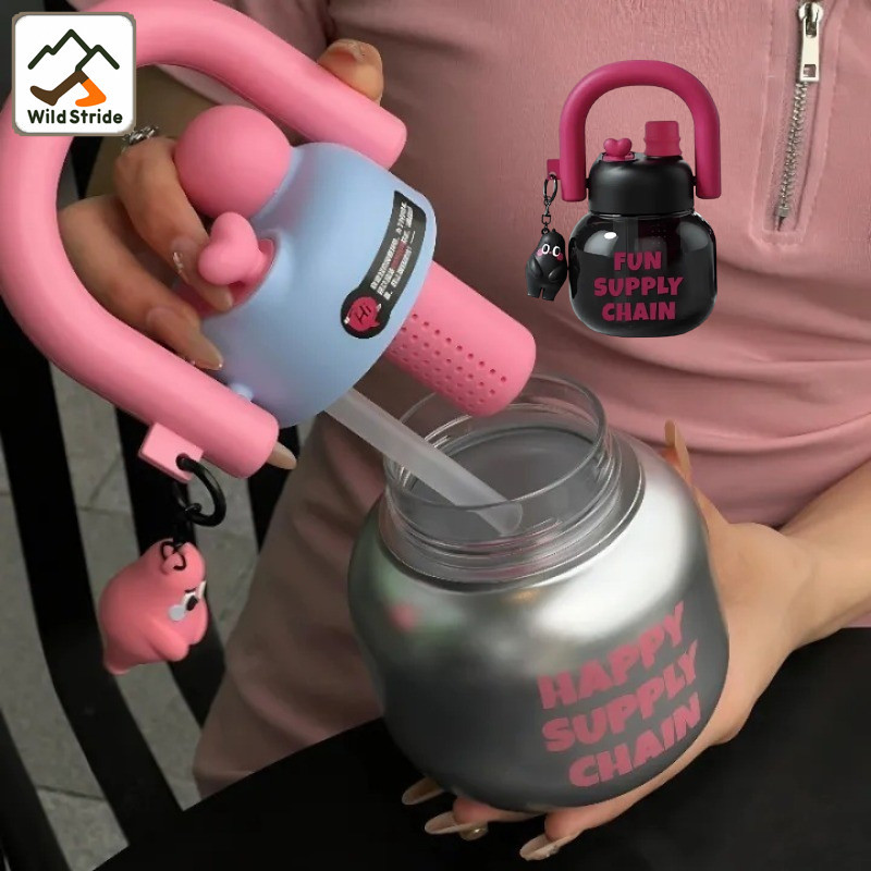 แก้วน้ำพลาสติก สีพาสเทล กระบอกน้ำ ทรงน้ำเต้า แก้วน้ำพลาสติกความจุ 800 มล.