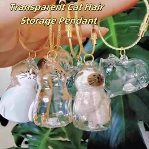 โปร่งใสแมวผมที่ระลึกการจัดเก็บพวงกุญแจจี้กระเป๋าสัตว์เลี้ยงแมวผมแคปซูลสะสมพวงกุญแจ