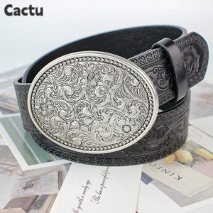 CACTU เข็มขัดคาวบอยตะวันตก แบบวินเทจหนังPU เหมาะสำหรับทั้งผู้ชายและผู้หญิง