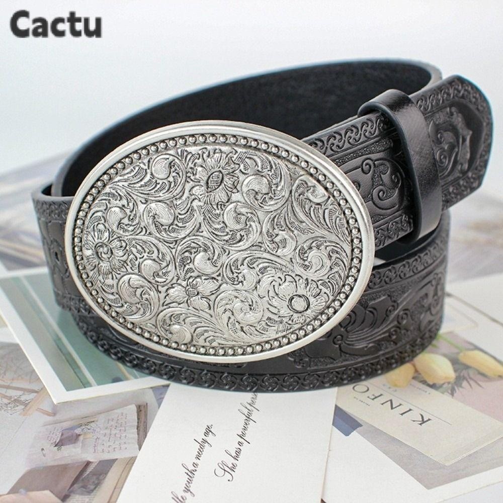 CACTU เข็มขัดคาวบอยตะวันตก แบบวินเทจหนังPU เหมาะสำหรับทั้งผู้ชายและผู้หญิง