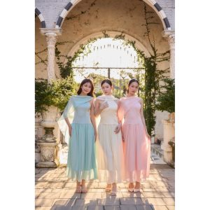 Redcarpetbkk  รุ่น Solei Collection ชุดออกงาน ชุดเพื่อนเจ้าสาวดีไซน์หรู มาพร้อมผ้าคล้องไหล่ติดกับชุด ปรับใส่ได้หลายสไตล์