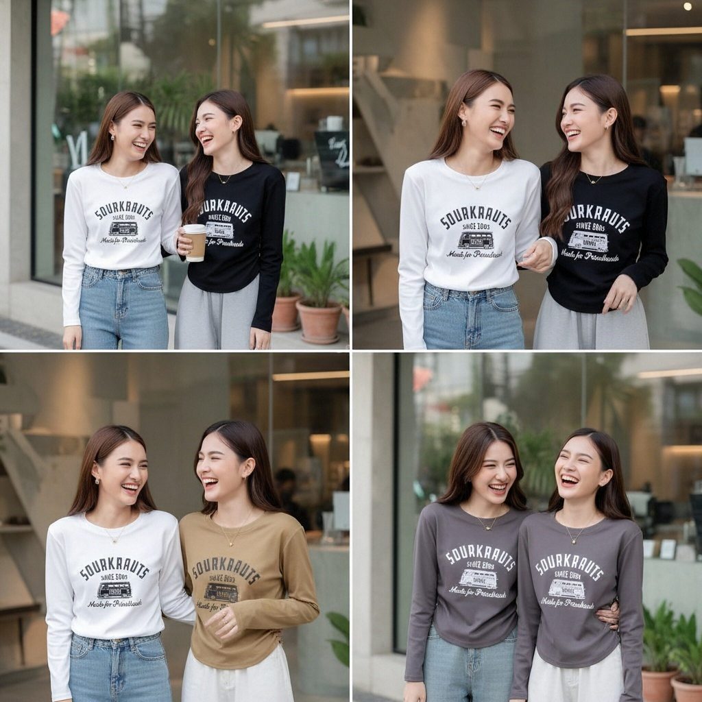 เสื้อยืดผ้าคอตตอนเอวเข้ารูป สไตล์ทำงานมินิมอล ใส่แล้วผอม ใ