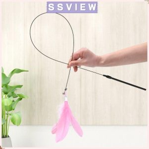 STILLSAVIEW ของเล่นแมว, Bell Long Pole Feathers Wand, Super ดูดถ้วยกัดที่ถอดออกได้ 80 ซม.ของเล่นแมว Accesorios