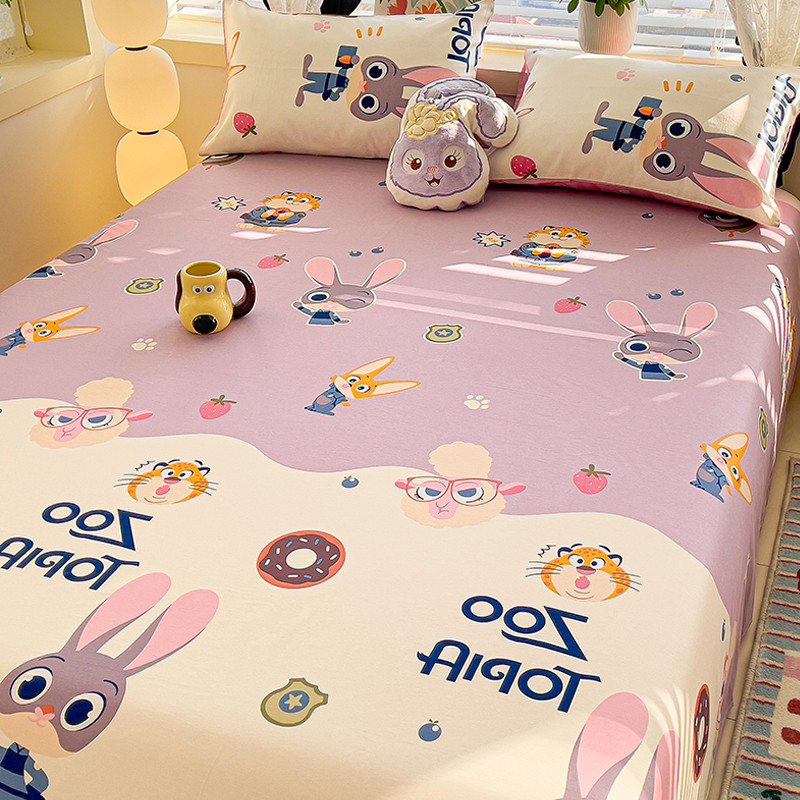 【ส่งไว】ผ้าปูที่นอนผ้าฝ้าย Zootopia ลายการ์ตูนน่ารัก ผ้าคลุมที่นอนเดี่ยว ผ้าไม่หดตัว (ไม่รวมผ้านวม)