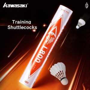 KAWASAKI ลูกขนไก่ฝึกซ้อมคาวาซากิ 12PCS L800&L900 แบดมินตันขนนกธรรมชาติทนทานและโต๊ะสําหรับการออกกําลังกายการฝึกอบรม