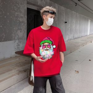 จัดส่งตลอด 24 ชั่วโมง Merry Christmas T-shirt เสื้อสีพื้น เสื้อยืดชายแฟชั่น Oversize ไม่ต้องรีด รุ่นยอดนิยม