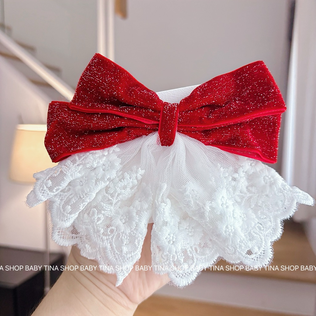 กิ๊บโบว์ติดผมสีแดง สีดำ  ส่งจากไทย โบว์ติดผมคริสต์มาส ปีใหม่ กิ๊บปากเป็ด