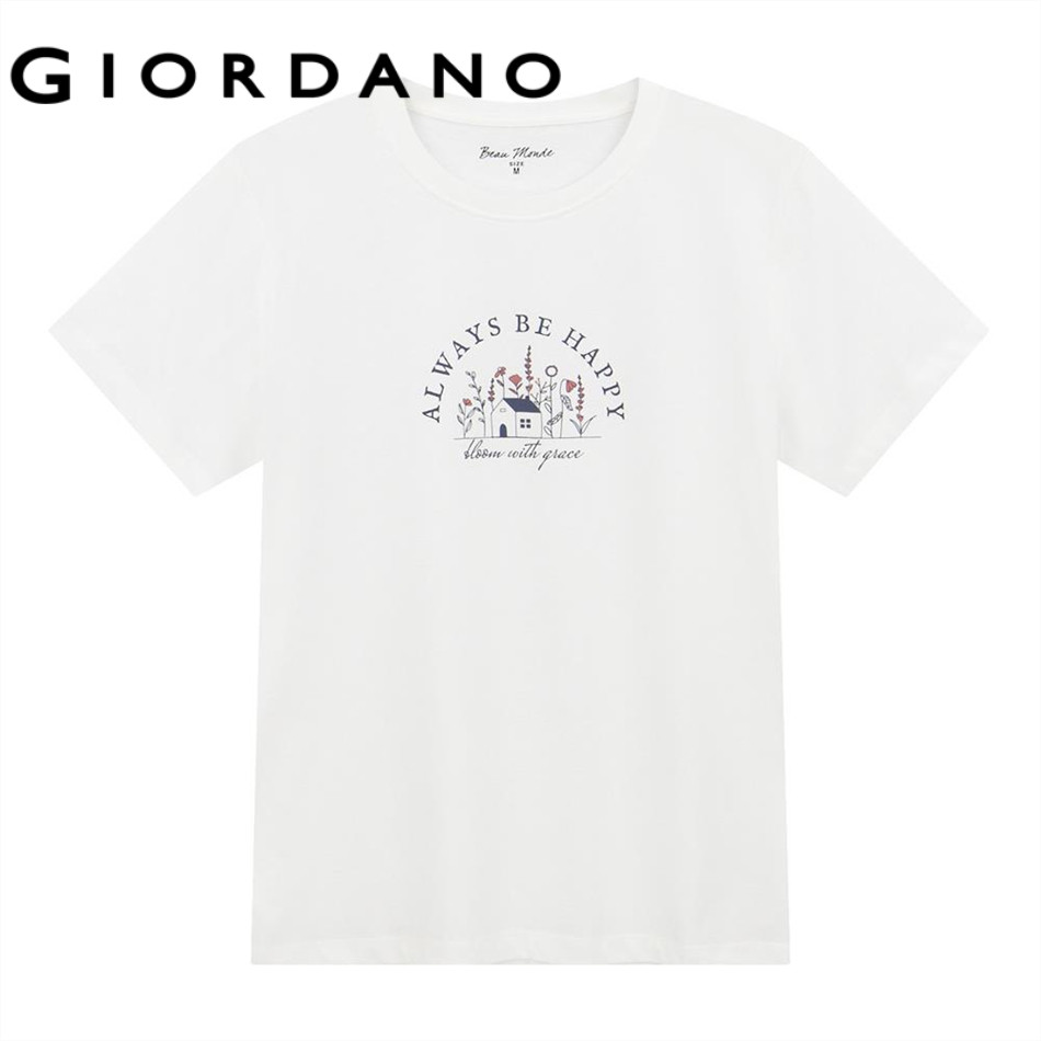 GIORDANO WOMENBeau MondeWomens Cotton Short Sleeve Print Tee 0 13395209