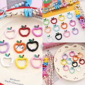 1 ชิ้น [28×30 มม.] พวงกุญแจ Apple อุปกรณ์เสริมคริสต์มาสอีฟ DIY ทําพวงกุญแจผลไม้สร้างสรรค์