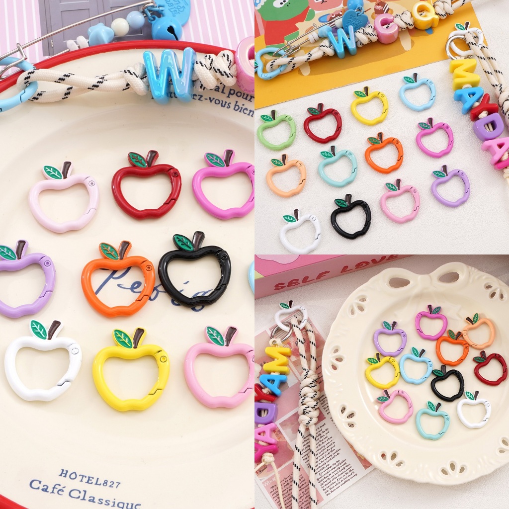 1 ชิ้น [28×30 มม.] พวงกุญแจ Apple อุปกรณ์เสริมคริสต์มาสอีฟ DIY ทําพวงกุญแจผลไม้สร้างสรรค์