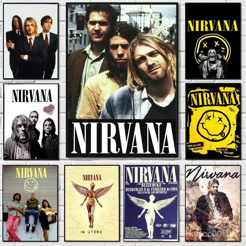 AN-Nirvana-Rock Band ภาพวาดการประดิษฐ์ตัวอักษรผ้าใบโปสเตอร์: Creas ฟรีกันน้ําทนทาน All Space Wall Decor CZSV