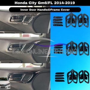 Honda City Gm6/FL 2014-2019 Forged Carbon Trim/Glossy Black Inner Door Handle Decorative Frame Cover