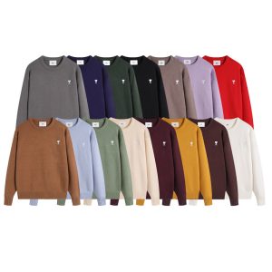 .ACCESSORIES อินเทรนด์ด้วยคอกลมแบนปักสีขาวและหัวใจเล็กๆ สำหรับผู้ชายและผู้หญิง