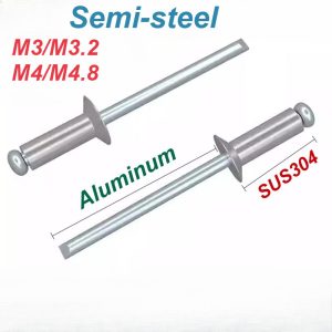 [XM-MB] 304 สแตนเลส/หมุดตาบอดหัวอลูมิเนียม M3/M3.2/M4/M4.8 กึ่งอัตโนมัติ Flush-Mount Blind Rivets