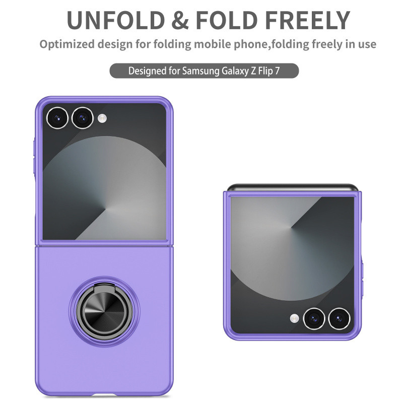 ใหม่สําหรับ Samsung Z Flip7 เคสโทรศัพท์ Flip7/6/5/4/3 ขาตั้งแหวนหมุนเคสโทรศัพท์กันกระแทกบางเฉียบ