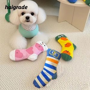 HAIGRADE ของเล่นตุ๊กตา, Squeaker ทนทานของเล่นสัตว์เลี้ยง Treat Dispenser, น่ารักกัดทนเสียงทําถุงเท้าการ์ตูนของเล่นฟันบด