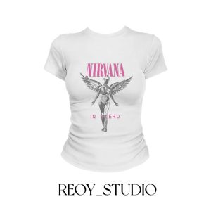 (จัดส่งตลอด 24 ชั่วโมง）REOY_STUDIO♥ baby tee สไตล์เกาหลี TOP y2k 100% ผ้าฝ้าย แฟชั่น baby เข้ารูป เซ็กซี่ เสื้อ