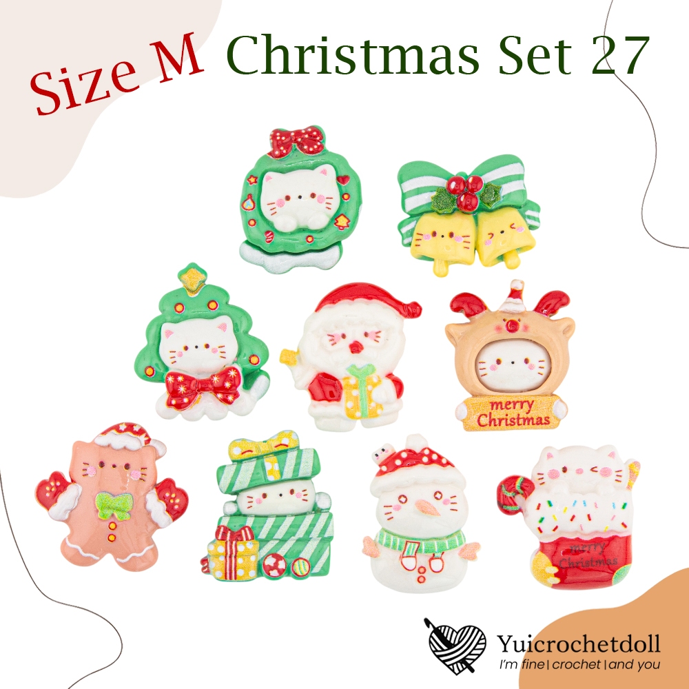 ส่งจากไทย☁️ RS504 ᵕ̈  เรซิ่น Size M Christmas Set 27 สำหรับตกแต่งโทรศัพท์ กระจก เคสยาดม พวงกุญแจ [แพค 9 ชิ้น]