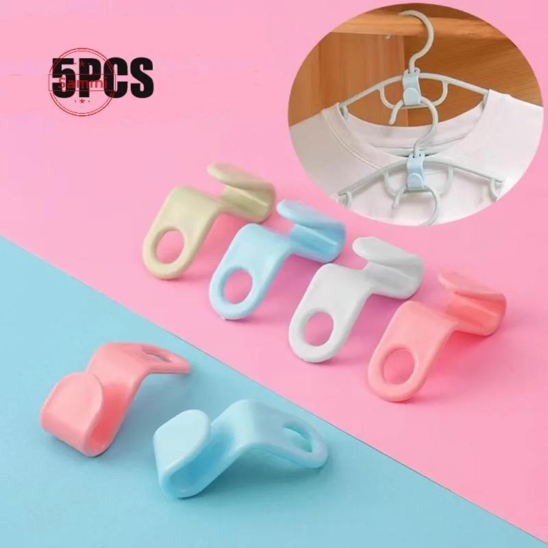 สาม 5ชิ้นไม้แขวนเสื้อการเชื่อมต่อตะขอบ้านไม้แขวนเสื้อลิงค์หัวเข็มขัดพลาสติกหนาซ้อนไม้แขวนเสื้อลิงค์ตะขอ ไทย