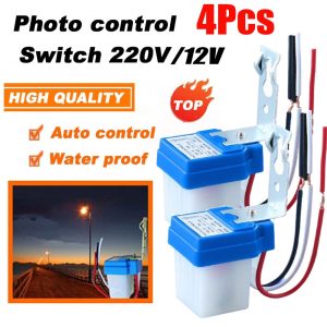 4ชิ้น12โวลต์24โวลต์220โวลต์อัตโนมัติเปิดปิดตาแมวไฟถนนเซ็นเซอร์สวิทช์ไฟถนนอัตโนมัติคืนวันปิดเซ็นเซอร์สวิทช์